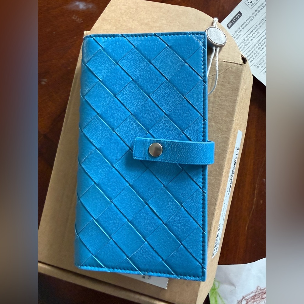 Bottega Veneta Turquoise Leather Accessory card holder and cellophane